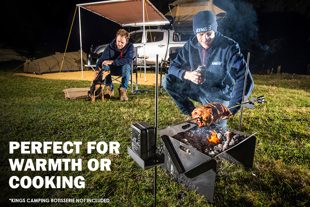 Adventure Kings Portable Steel FirePit +Camp Fire BBQ Plate combo grill